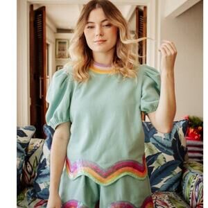 Queen Of Sparkles Special Style Teal Wavy Top